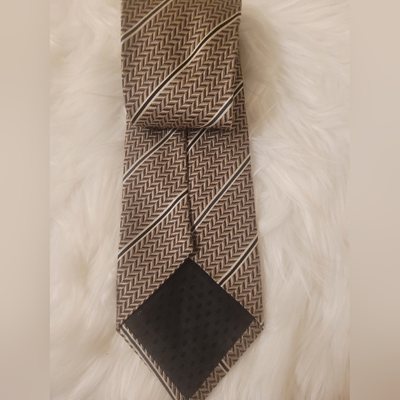 Men's Gianfranco Valentino Necktie Brown & Black 100% Silk Italy Made Hand Finis - Picture 4 of 9